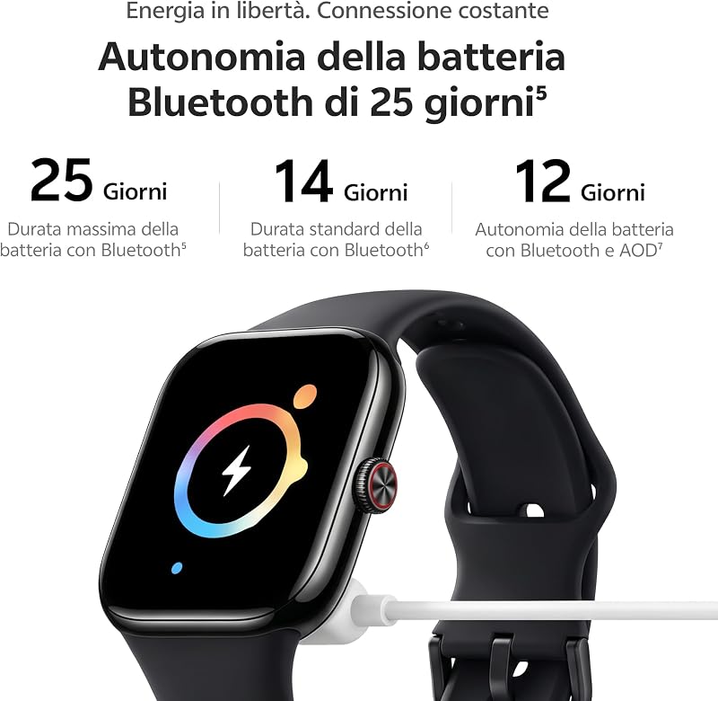 Watch GT2 Smartwatch Uomo Donna, Batteria 25 Giorni, Display AMOLED 2,07'', Chiamate Bluetooth e GPS, 100+ Sport incl. Padel, 5ATM Impermeabile, Cardio SpO2 Sonno, NFC, Nero