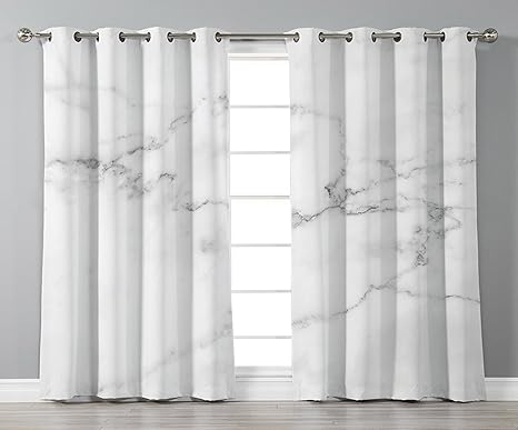 Thermal Insulated Blackout Grommet Window Curtains Marble Artsy