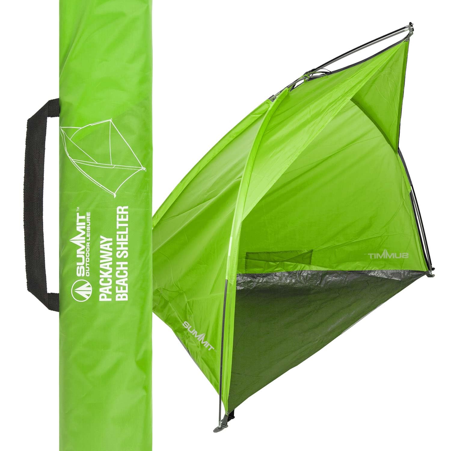 VFM - Green Pack Away Beach Shelter - Summit, Picnics, Camping, Holiday, Festival, Easy To Put Up, Survival Equipment, Festival Accessories, Summer Break