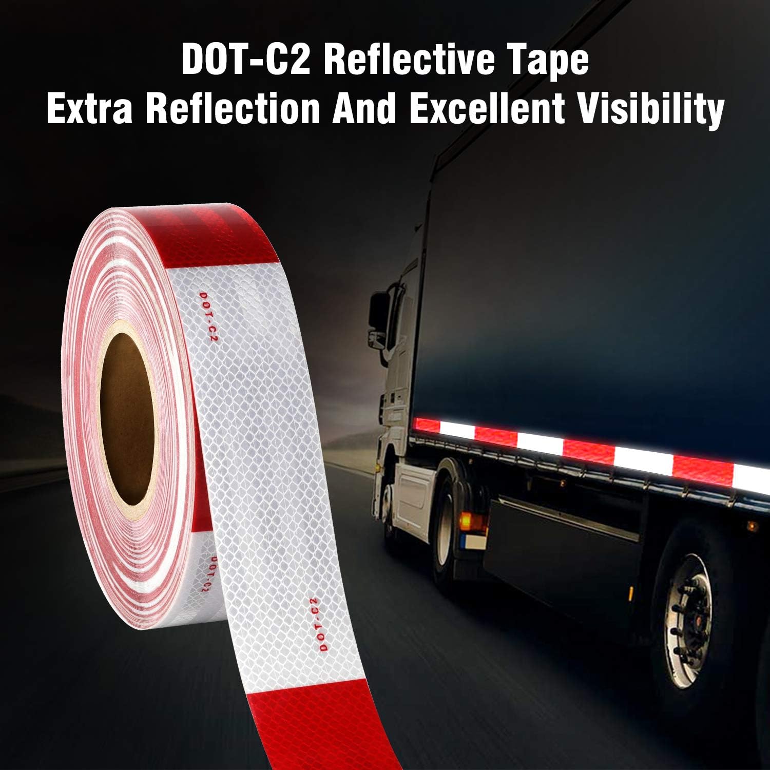 DOT-C2 Reflective Safety Tape 2 Inch x 200 Feet Red/White Conspicuity Tape for Vehicles, Trailers, Boats, Signs (200 FT): Industrial & Scientific