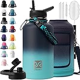 DYSANKY Insulated Water Bottle | Thickened Stainless Steel Vacuum Metal | Portable Sports Half Gallon Large Water Jug for Gym and Hiking with Straw, Carrier Bag, Handle Strap | BPA-Free 64 oz