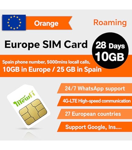 Sim Internacional Prepago Orange Francia 5€ De Crédito Incluido