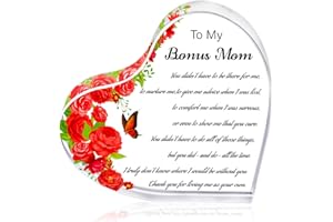 WHATSIGN Mother's Day Gifts for Mom from Daughter Son Husband - To My Bonus Mom Paperweight Decorative Sign for Mother Stepmom Mother in Law Grandmother Mother's Day Birthday Thank You Gifts