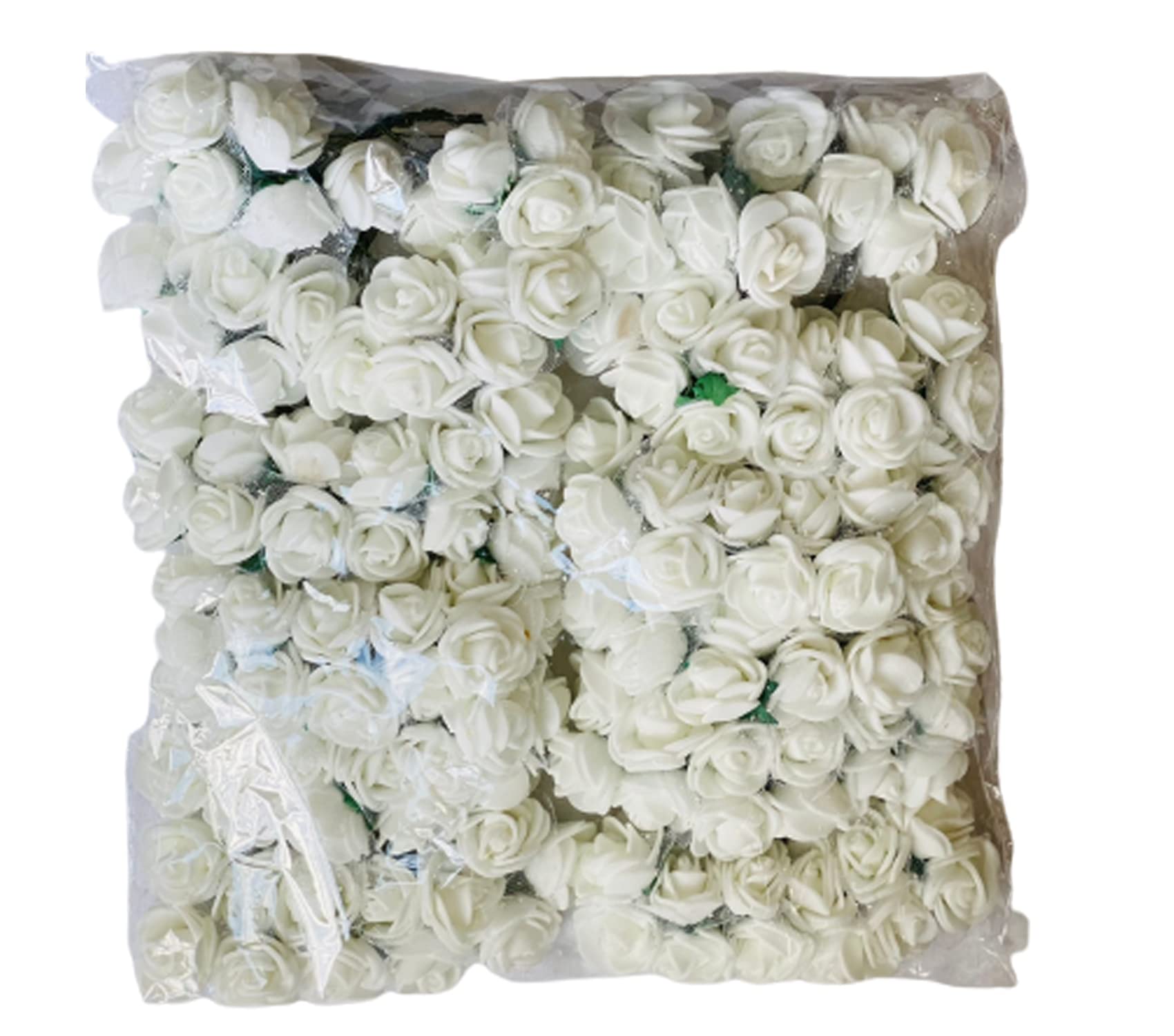 Creative Balloons Artificial Rose Flowers - White Foam Rose Heads - Fake Flowers - Wedding, Birthday, Memorial Day - DIY Crafting & Home Office Decoration - 144pcs