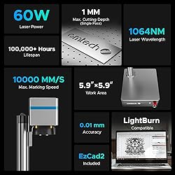 OMTech 60W MOPA Fiber Laser Engraver with Rotary