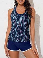 Aleumdr Womens Tankini Swimsuits Athletic 3 Piece