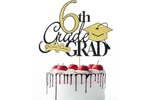 Naicaek 6th Grade Grad Cake Topper，Class Of 2025 Graduation Party Cake Decorations，Straight Outta 6th Grade Cake Topper，Boy Girl Kids Sixth Grade Graduation Party Decoration Supplies