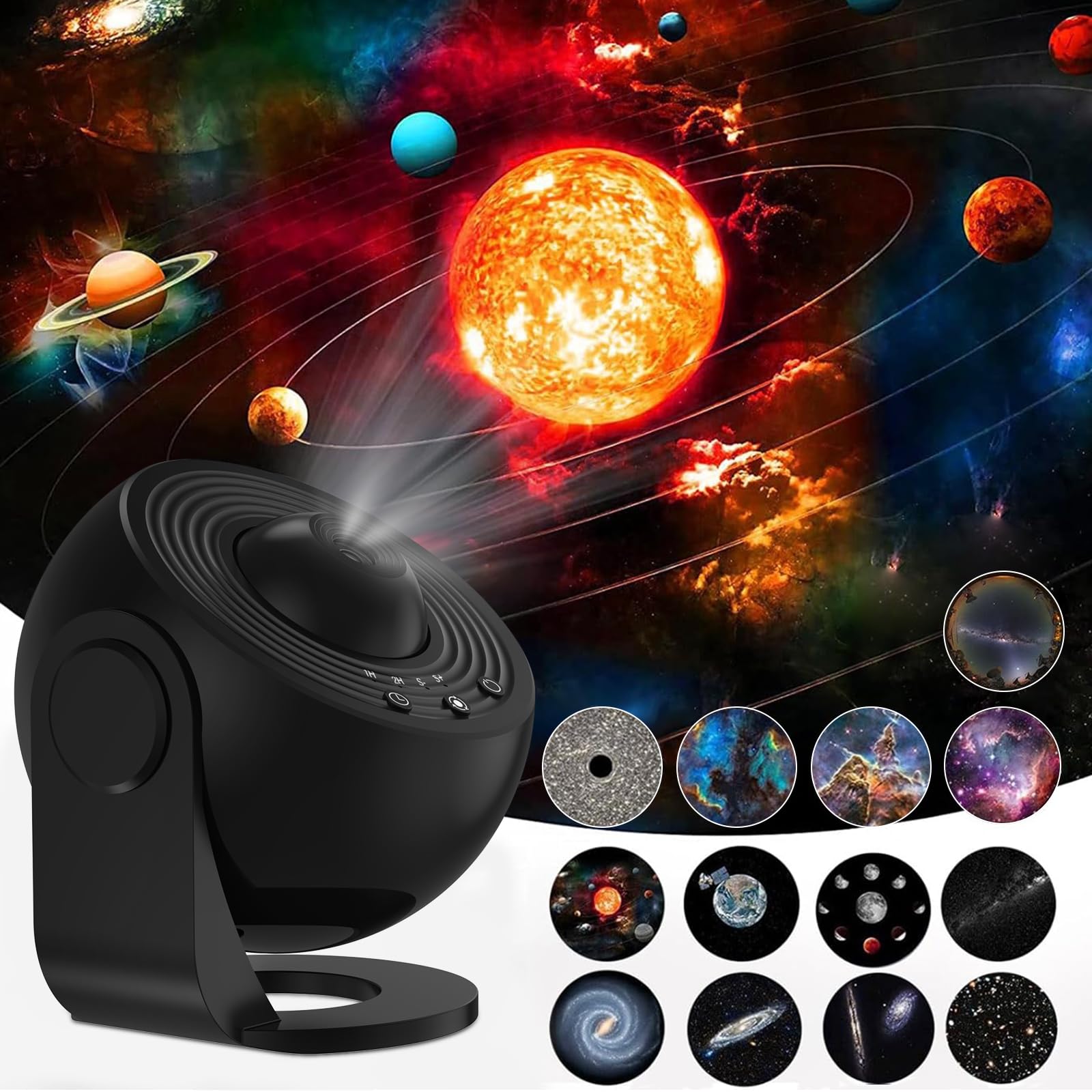 ALLOMN Planetarium Star Projector, LED Globe Galaxy Projector with 13 Film Discs, Starry Sky Night Light for Kids Adults, Bedroom Living Room (Black)