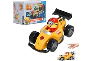 YOLOPARK Minions Despicable Me 4 Toys, Minion Stuart Racer Toy Cars Gifts for Toddler Boys and Girls Age 3 4 5 6 7 8 Year 0ld, Friction Powered Cars Pull Back Minions Action Figure Party Favors