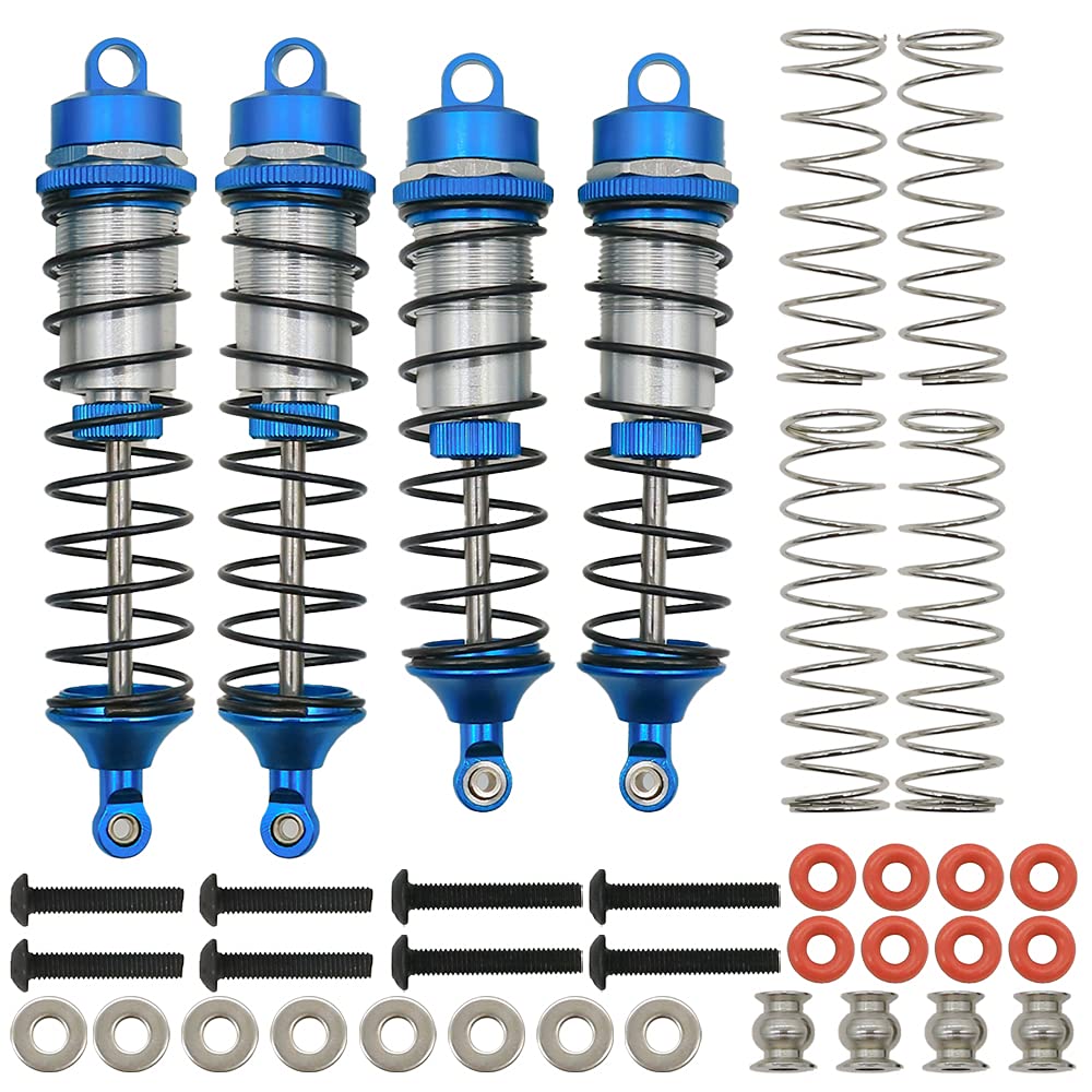 RCAWD RC ARRMA Shock Absorber,Assembled Full Metal Front&Rear Damper for Arrma 1/10 Granite BIGROCK SENTON Typhon replace AR330550 AR330551 upgraded part 4pcs (Blue)