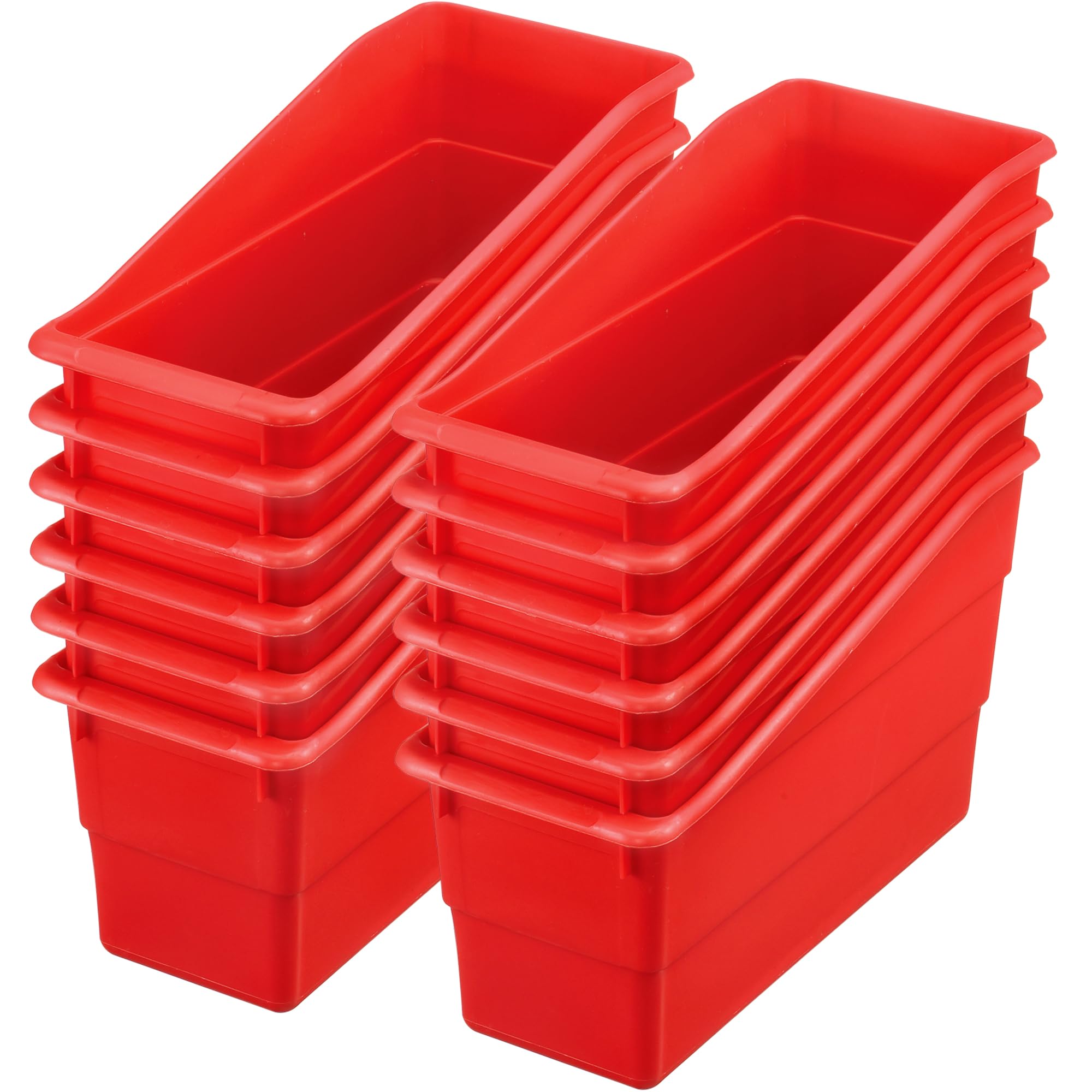 Photo 1 of Really Good Stuff Durable Book and Binder Holders - 12 Pack, Red, 5 ?" x 12 ?" x 7 ?", Classroom Organization, Storage Solution, Sturdy and Versatile