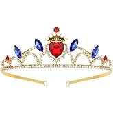 TIOSRU Princess Tiara Princess Crown Red Heart Gold Crystal Rhinestone Tiara for Christmas Costume Cosplay Birthday