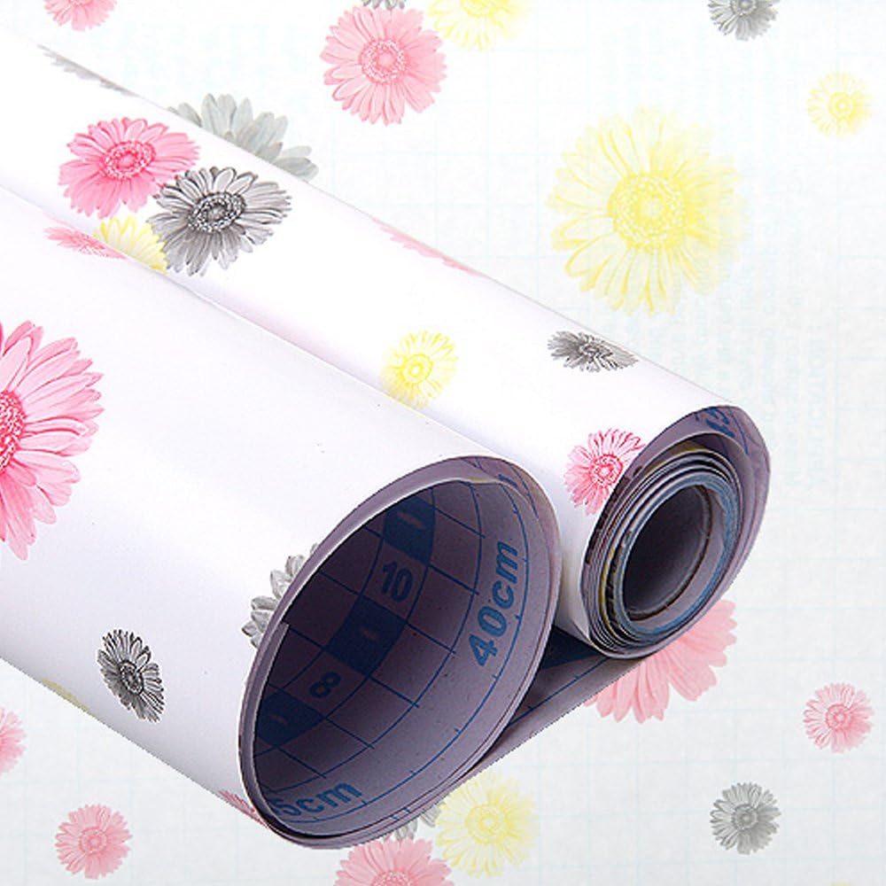 Sunfire Self Adhesive Shelf Drawer Liner Removable Contact Paper Cosmos Flower 17x78 Inch