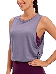 CRZ YOGA Pima Cotton Cropped Tank Tops for Women