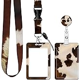 Badge Reels Retractable with Carabiner Reel Clip, ID Name Tag Work Badge Holder Belt Ferrule, Identity ID Badge Holder Cover Case for Office Work Nurse Teacher Student Gifts(Brown Cow Hide)