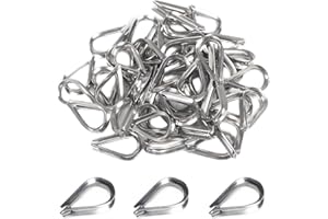 MroMax 50 Pcs 1/8" M3 Stainless Steel Wire Rope Thimbles for Cable Rope Thimble Rigging