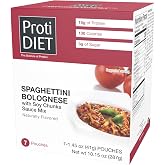 ProtiDIET High Protein Spaghettini Bolognese, Transfat Free Pasta, 7 ct | 15g protein &amp; 130 calories per serving; low-carb instant spaghettini with a savory soy-chunk bolognese sauce mix
