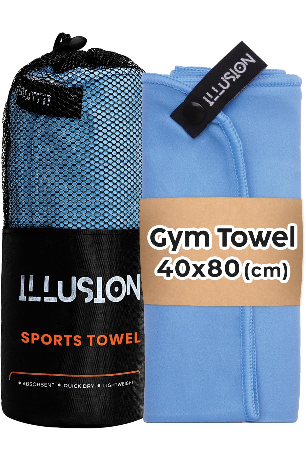 illusion Small Microfibre Gym Towel for Active Sports (40x80cm) - Lightweight Quick Dry Towel - Ideal for Cardio, Cycling, Strength Training, Yoga, and Running, Perfect for Athletes Training Outdoors — image 1