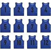 SHIJIXING 12 Pack（1-12） Numbered Pinnies/Scrimmage Vest/Team Practice Jerseys for Basketball, Soccer, Football