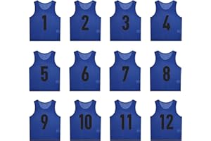 SHIJIXING 12 Pack（1-12） Numbered Pinnies/Scrimmage Vest/Team Practice Jerseys for Basketball, Soccer, Football