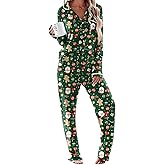 Ekouaer Women's Pajama Sets Long Sleeve Button Down 2 Piece Pjs Soft Lounge Sets Notch Collar Sleepwear