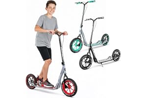 Large Kick Scooter for Adults, Teens & Kids 8-12 with Kickstand – 12" Air-Filled Tires, Wide Deck, Lightweight Steel Frame – Madd Gear Urban Glide
