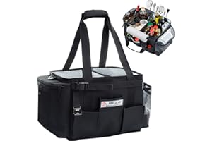 FRECOLSH Large Grill Caddy-BBQ/Tailgating Accessories, BBQ/Camping Caddy -Blacksstone Grill Condiment Holder-Camping Gear-Grilling Bag-Camper Must Have Bag - Grilling Gifts for Men, Father's Day