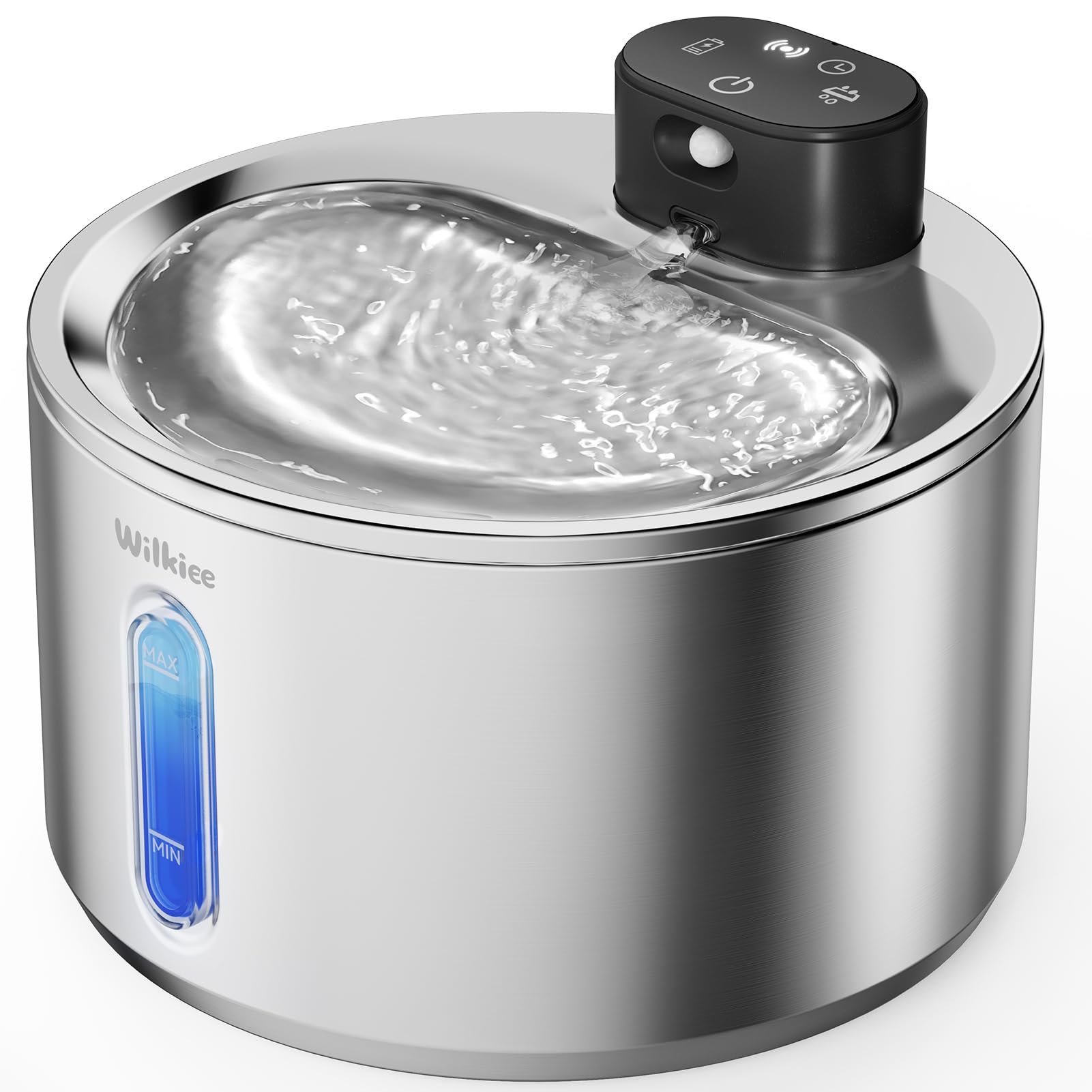 Photo 1 of WILKIEE Wireless Cat Water Fountain, 135fl.oz/4L Stainless Steel Cat Fountain Battery Operated, Pet Water Dispenser Cordless for Cats & Dogs Indoor (1 Set Filter)
