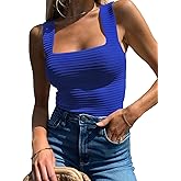 BZB Womens Ribbed Tank Tops 2026 Summer Sleeveless Square Neck Shirts Casual Slim Fitted Knit Shirts