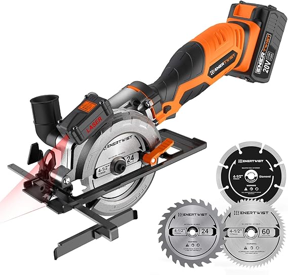 Enertwist 20V Max 41/2 Inch Cordless Compact Circular Saw Kit with 4