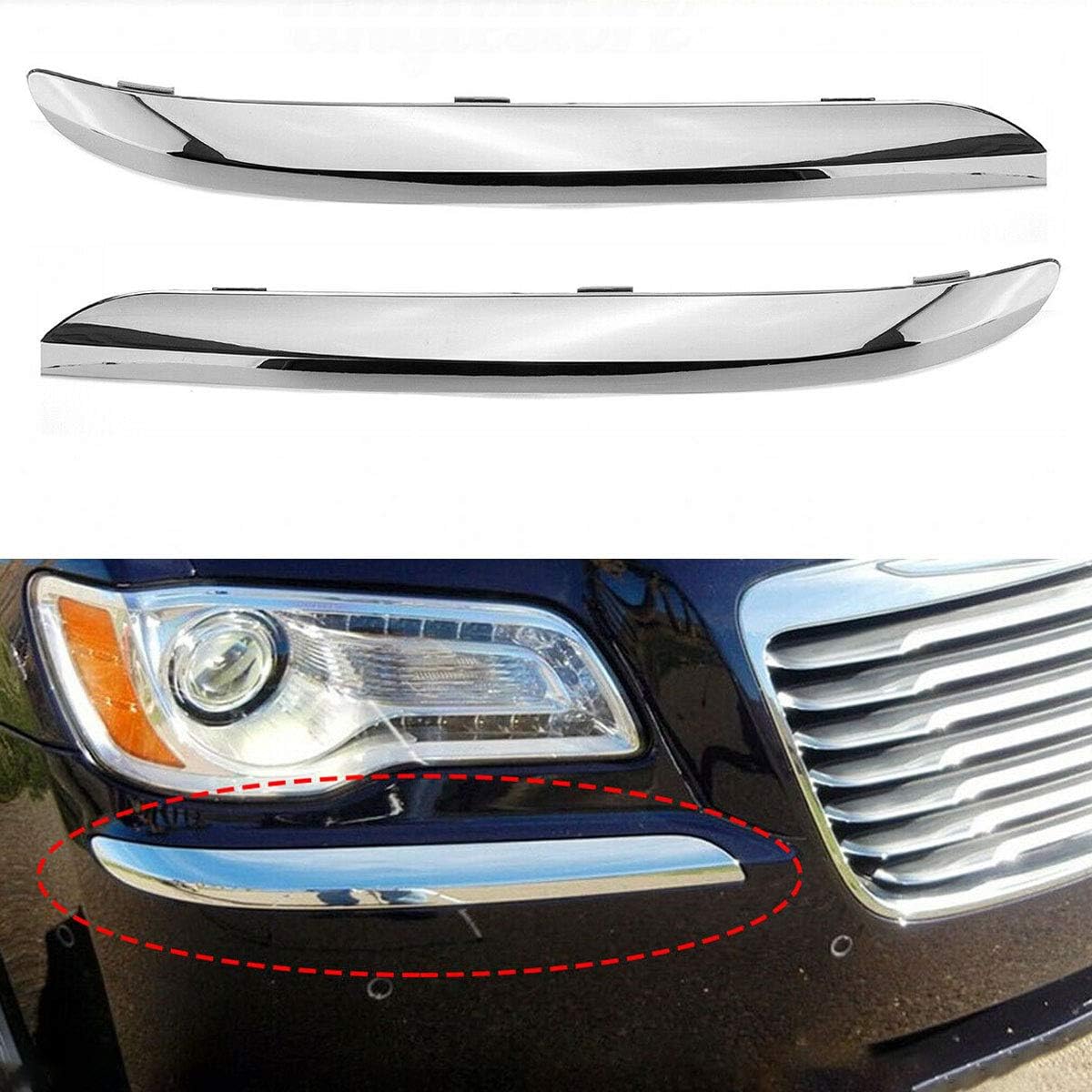 Front Bumper Molding Chrome Trim Set L and R Fit For 2011