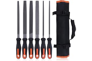 SPEDWOX 6PCS Metal File Set 8" Professional Carbon Steel Files Flat/Round/Half Round/Triangular Metal Files Round Wood Files 