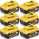 TUKOPK 6-Pack 12000mAh High Capacity Lithium-Ion Battery Replacement for Dewalt 20V Max Battery DCB200/DCB206/DCB208 Compatible with Dewalt 20V DCD/DCF/DCG Series Tools