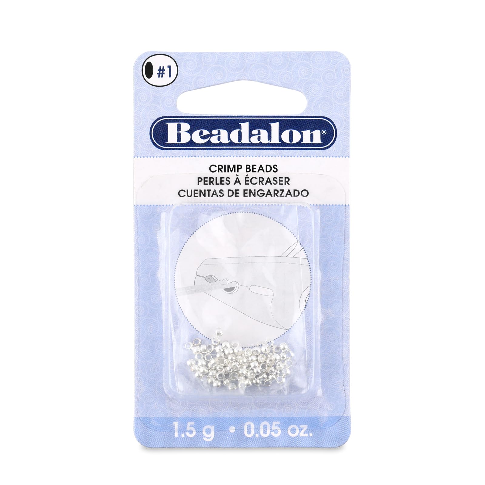 Beadalon Crimp Beads, Size #1, Silver Plated, 1.5 g, Approx. 100 pc