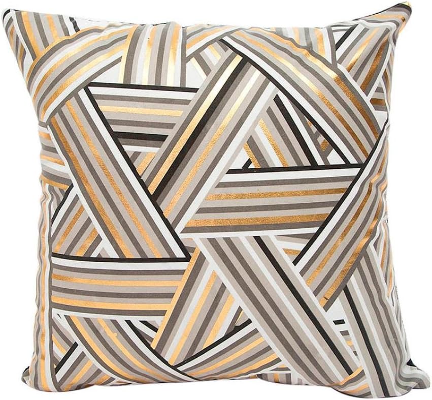 Luckhome Square Pillow Case, Super Soft Fabric Gold Foil Printing Pillow Case Sofa Waist Throw Cushion Cover Home Decor(45cmX45cm/18X18) (B)
