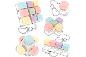 ZJRDYYK 5 Pcs Clicker Keyboard Toy Keychain for Adults, Portable Mechanical Keychain Toy, Finger Decompression Toys, Funny Cu