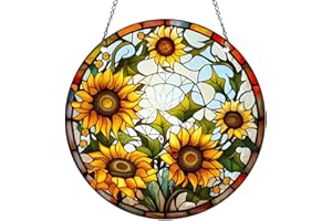 ZZHAOYI 5.9'' Sunflower Acrylic Window Hanging Flower Sun Catcher Decor Stained Panel Hangings Wall Art Decor Gift for Daughter,Mom,Grandma (Style B)