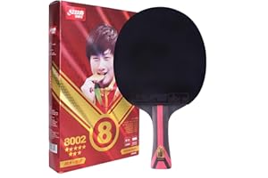 DOUBLE HAPPINESS DHS DHS 8002 Professional Ping Pong Paddles Carbon Fiber Table Tennis Rackets with 5 Wood 2 Aryslate Carbon Blade… (8002（Long Paddle）)