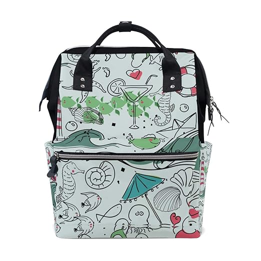 Ocean Sealife Hippocampus Fisch-Windeltasche Rucksack für Mutter groß