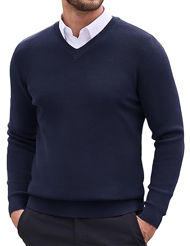 COOFANDY Men Casual V Neck Sweater Dress Lightweight Fitted Knit Formal Sweater Top Navy Blue in Kenya | Whizz Pullovers COOFANDY Men Casual V Neck Sweater Dress Lightweight Fitted Knit Formal Sweater Top Navy Blue in Kenya | Whizz Pullovers