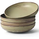 HAPPY KIT 9'' Pasta Bowls, 42oz Pasta Bowls Set of 4, Large Salad Bowl, Ceramic Serving Bowls,Double Reactive Glaze, Ideal for Housewarming, Festivals, Microwave Safe (Moss Green)
