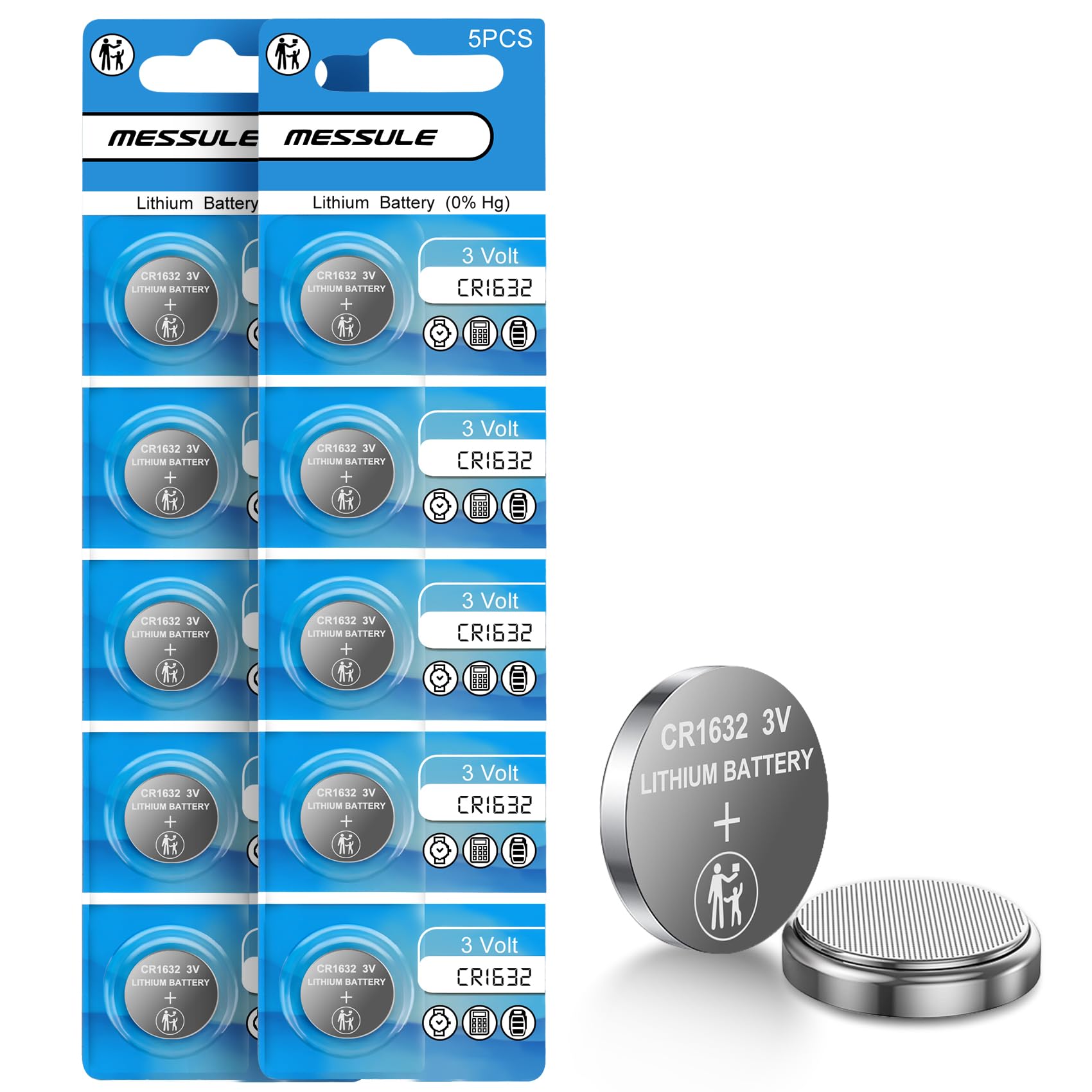 messule CR1632 10 Pack 3V Batteries CR 1632 3 Volt