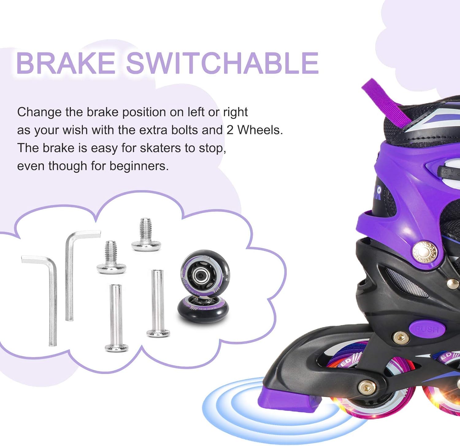 Adjustable Inline Skates(Includs Skate Bag & 2pcs Light up Skate Wheels)for Kids with Full Light Up Wheels, Outdoor Roller Skates for Girls and Boys, Children's Inline Skates for Indoor & Outdoor Skating for Boys, Girls : Sports & Outdoors