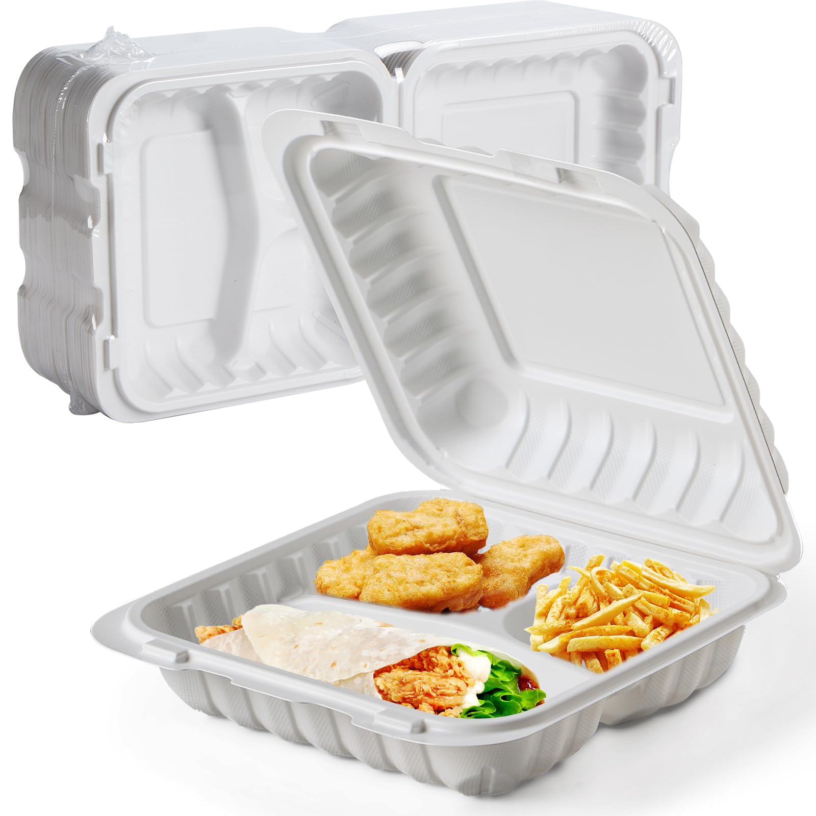 Mua EKOSAVOR To Go Containers, 8'' Plastic Hinged Clamshell Food