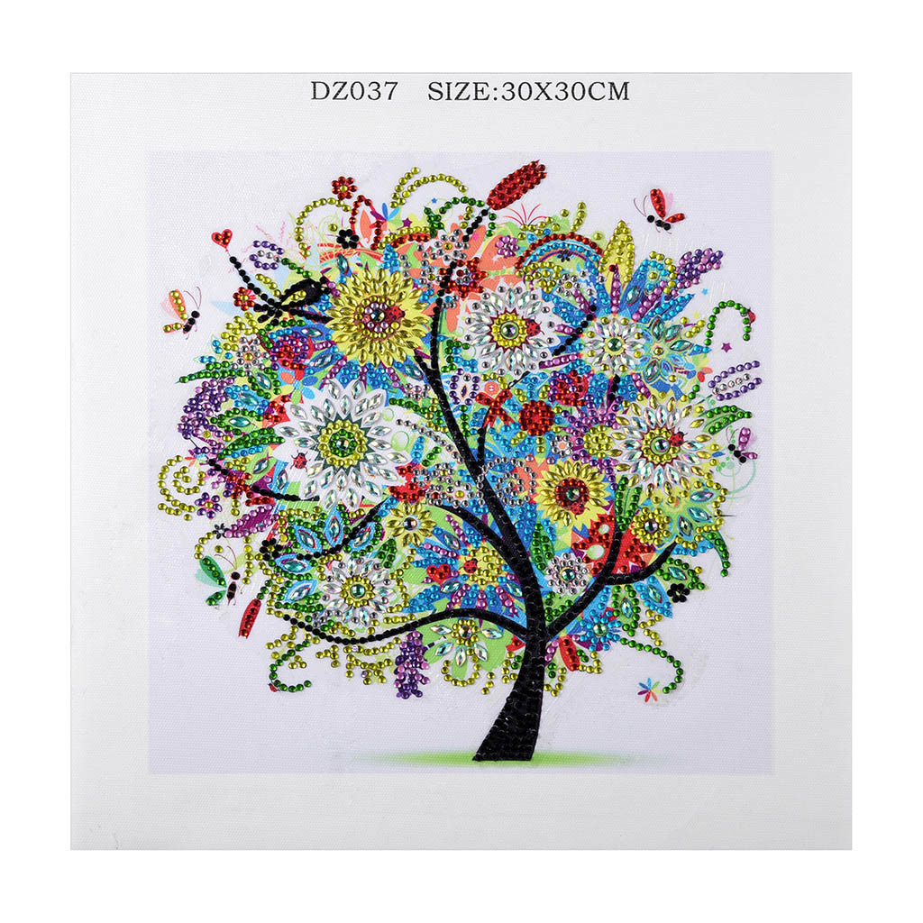 CaptainCrafts DIY 5D Diamond Painting Kit - Four Season Tree Embroidery - Adults - Unisex - Summer - Nature - 11.9x11.9 Inch