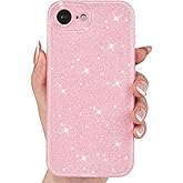 Svanove for iPhone 16e Case Glitter, Sparkly Girly Cute Bling Sparkle Shiny Shimmer Bright Phone Case for Women Girls, Glittery Thin Slim Jelly Soft Silicone Rubber Gel Plastic Cover, Light Pink