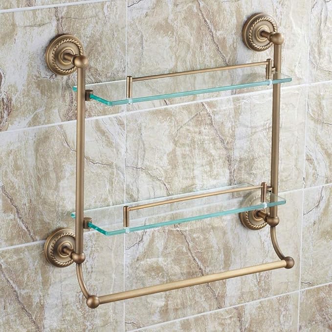 HYYDP Toalleros repisa Estante de Toalla, Estante de Cristal Simple de