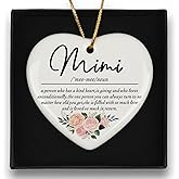 MNASAIOO Mimi Grandma Christmas Ceramic Ornaments Gifts,Mimi Definition Appreciation Gifts for Grandma Grandmother, Floral Hanging Heart Ornament Keepsake for Tree Car, Rustic Holiday Decorations 3in