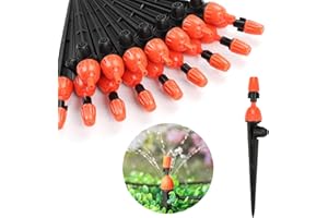Copadri 2 in 1 Drip Irrigation Emitters and Atomizing Nozzle for 1/4" Drip Irrigation Tubing, 25 Pcs Adjustable 360 Degree Water Flow Drippers Sprinklers Fittings for Garden Watering System
