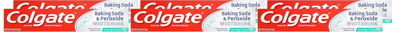 Colgate Peroxide and Baking Soda Toothpaste with Fluoride for Teeth Whitening and Stain Removal, Frosty Mint - 6 ounce (6 Pack) : Beauty